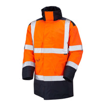Load image into Gallery viewer, LEO - TAWSTOCK - ORANGE NAVY - HI VIZ ISO 20471 CLASS 3 WATERPROOF PARKA JACKET