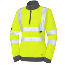 Load image into Gallery viewer, LEO ELBERRY ECO LADIES 1/4 ZIP SWEATSHIET HI VIZ YELLOW