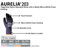 Load image into Gallery viewer, Aurelia 203 - Grey Nylon Spandex Glove with Micro Nitrile Foam Coating Industrial Work Glove.