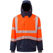 Load image into Gallery viewer, LEO DARTMOOR ORANGE NAVY ECO 10K PERFORMANCE INDUSTRIAL WATERPROOF HI VIZ JACKET