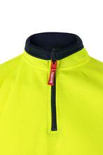 Load image into Gallery viewer, VELILLA HI VIZ SWEATER 1/4 ZIP SEGMENTED TAPE YELLOW NAVY