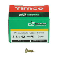 Load image into Gallery viewer, TIMCO 3.5 x 12 - C2 Strong-Fix Multi-Purpose Premium Screws - PZ - Double Countersunk - Yellow