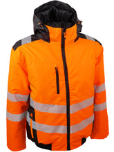 Load image into Gallery viewer, SINGER BERGO - ORANGE WATERPROOF HI VIZ PADDED BOMBER JACKET