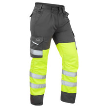 Load image into Gallery viewer, LEO BIDEFORD ISO 20471 CLASS 1 HI VIZ CARGO WORK TROUSER YELLOW - GREY