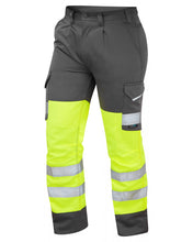 Load image into Gallery viewer, LEO BIDEFORD ISO 20471 CLASS 1 HI VIZ CARGO WORK TROUSER YELLOW - GREY