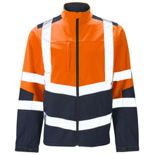 Load image into Gallery viewer, SUPERTOUCH HI VIZ 2 TONE ORANGE NAVY SOFTSHELL WORK JACKET