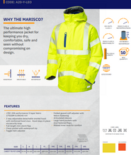 Load image into Gallery viewer, LEO A20-Y- MARISCO ISO 20471 CLASS 3 HI VIZ HIGH PERFORMANCE WATERPROOF JACKET YELLOW