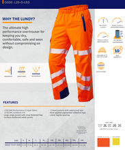 Load image into Gallery viewer, LEO L20-O- LUNDY ISO 20471 CLASS 2 HIGH PERFORMANCE WATERPROOF LEGGINS ORANGE