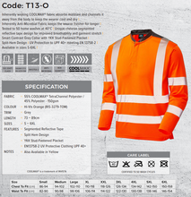 Load image into Gallery viewer, LEO T13-O- WATERMOUTH ISO 20471 CLASS 3 COOLMAX SLEEVED T- SHIRT ORANGE