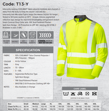 Load image into Gallery viewer, LEO T13-Y- WATERMOUTH ISO 20471 CLASS 3 COOLMAX SLEEVED T- SHIRT YELLOW