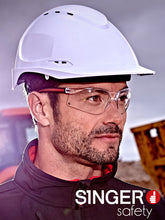 Load image into Gallery viewer, SINGER A.B.S VENTED SAFETY HELMET 8 POINT RACHET EASY ADJUSTMENT