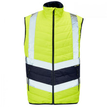 Load image into Gallery viewer, SUPERTOUCH HI VIZE YELLOW NAVY PUFFER BODYWARMER