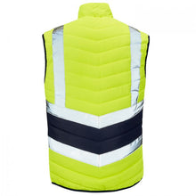 Load image into Gallery viewer, SUPERTOUCH HI VIZE YELLOW NAVY PUFFER BODYWARMER