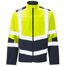 Load image into Gallery viewer, Supertouch Hi Vis 2 Tone Yellow Navy Softshell Jacket