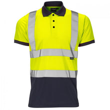 Load image into Gallery viewer, SUPERTOUCH HI VIZ 2 TONE YELLOW - NAVY POLO SHIRT