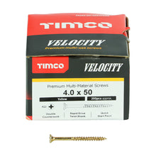 Load image into Gallery viewer, Velocity Premium Multi-Use Screws - PZ - Double Countersunk - Yellow 4.0 x 50