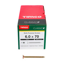 Load image into Gallery viewer, TIMCO 6.0 x 70 Classic Multi-Purpose Screw PZ Double Countersunk Yellow (200)