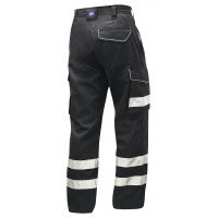 Load image into Gallery viewer, LEO ILFRACOMBE BLACK HI VIZE CARGO WORK TROUSER