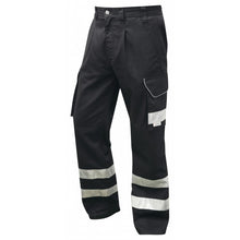 Load image into Gallery viewer, LEO ILFRACOMBE BLACK HI VIZE CARGO WORK TROUSER