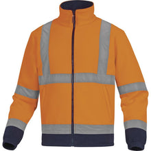 Load image into Gallery viewer, DELTAPLUS ZENITH HIGH VISIBILITY FLEECE JACKET, FLUORESCENT ORANGE-NAVY BLUE