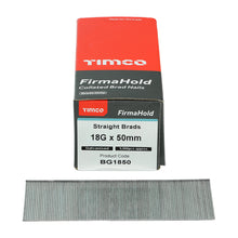 Load image into Gallery viewer, TIMCO FirmaHold 18G X 50MM Collated Brad Nails Straight Galvanised (5000)