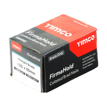 Load image into Gallery viewer, TIMCO FirmaHold Collated Brad Nails 16 Gauge Straight Galvanised 16g x 50 (2000)