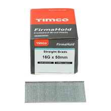 Load image into Gallery viewer, TIMCO FirmaHold Collated Brad Nails 16 Gauge Straight Galvanised 16g x 50 (2000)