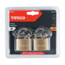Load image into Gallery viewer, Brass Padlock 40mm 2 Pack