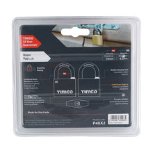 Load image into Gallery viewer, Brass Padlock 40mm 2 Pack