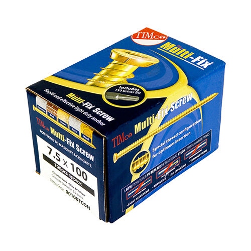 TIMCO 7.5 x 130 Concrete Screws TX Flat Countersunk Yellow