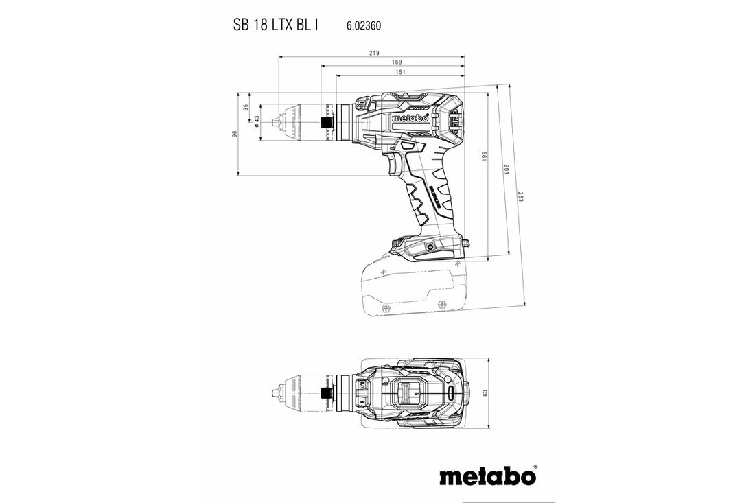 METABO SB 18 LTX BL I (602360520) CORDLESS HAMMER DRILL