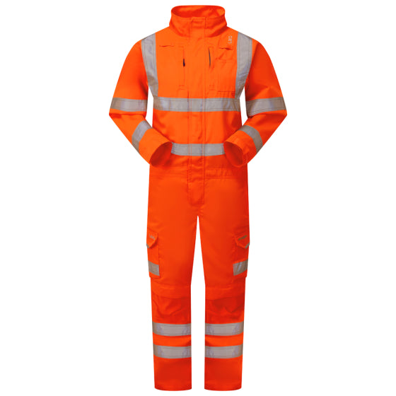 LEO- MOLLAND -  ORANGE - RAILSPEC - HI VIZ INDUSTRIAL HEAVY DUTY COTTON OVERALL