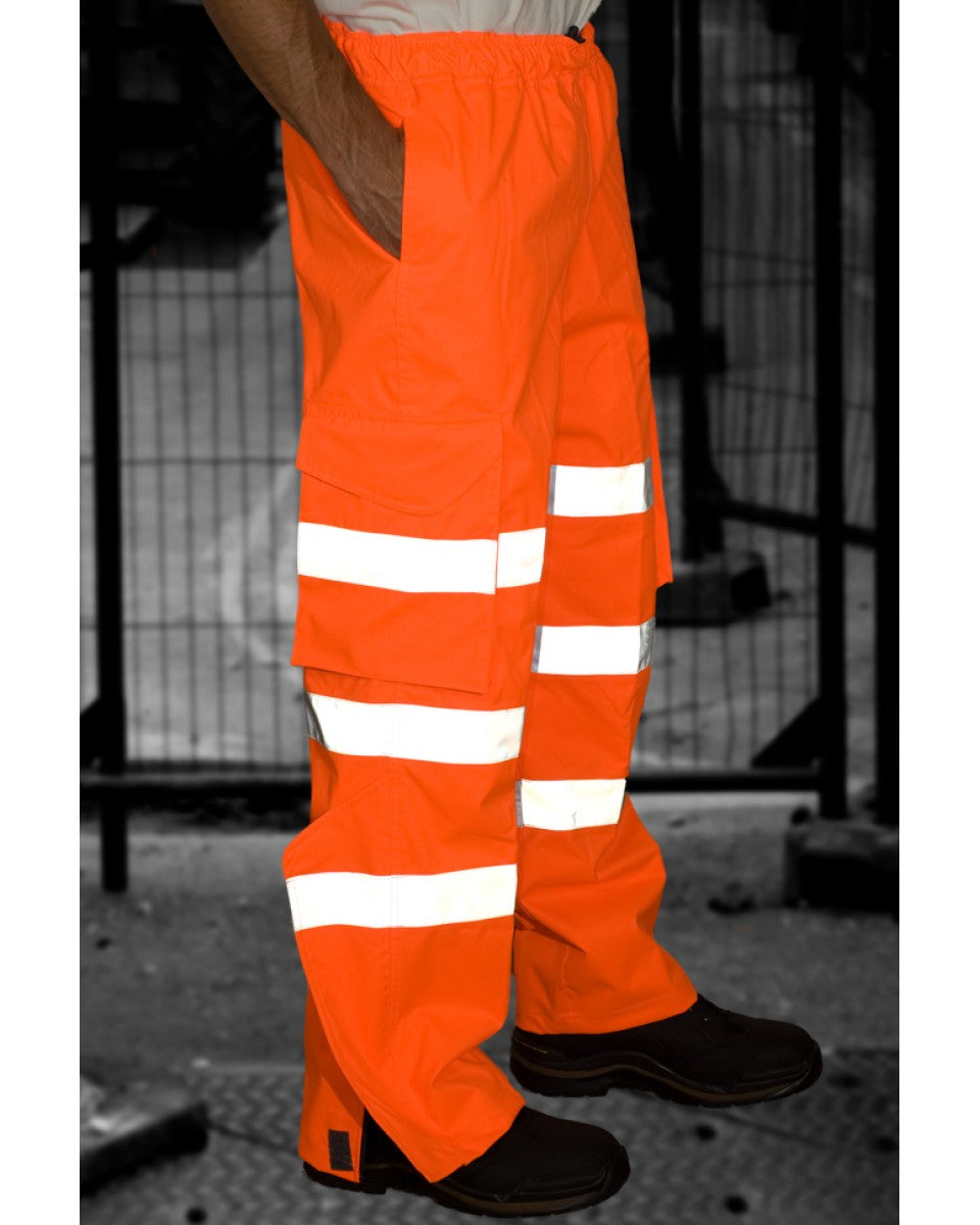 LEO L02 - ORANGE - INSTOW ISO20471 CLASS 1 HI VIX BREATHABLE WATERPROOF LEGGINS