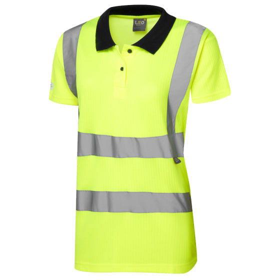 LEO - YELLOW - LANA - ECO HI VIZ COMFORT WOMEN'S POLO SHIRT PL01