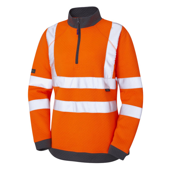LEO - ELBERRY - ORANGE LADIES -  ECO  HI VIZ 1/4 ZIP HEAVY DUTY SWEATSHIRT