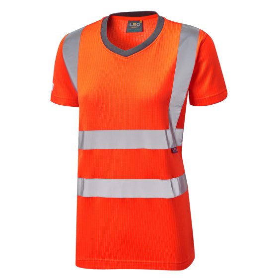 LEO - ORANGE- BELSTONE - ECO HI VIZ COMFORT WOMEN'S T-SHIRT TL01