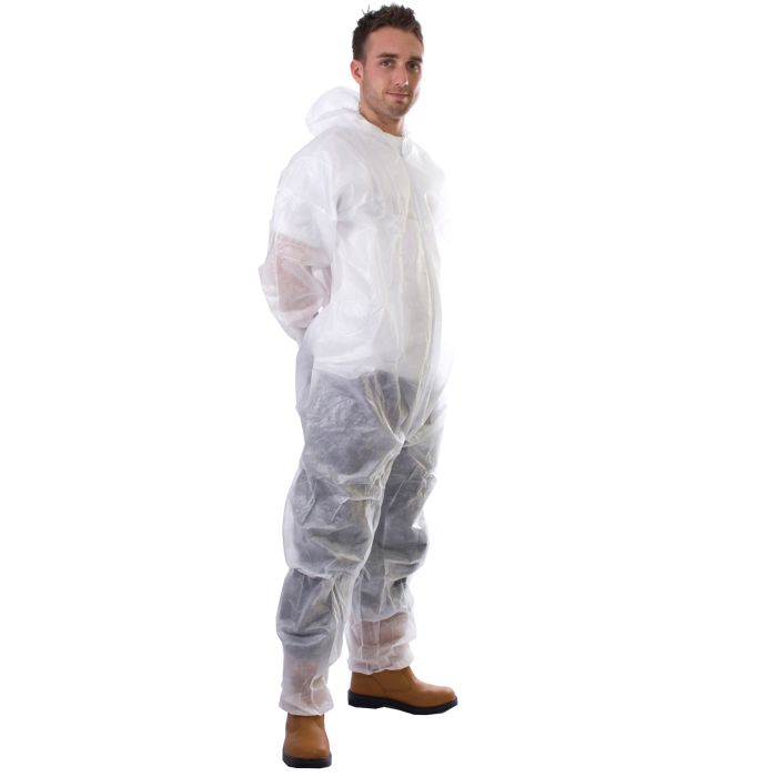 SUPERTOUCH NON WOVEN WHITE DISPOSABLE SUIT SIZE XL