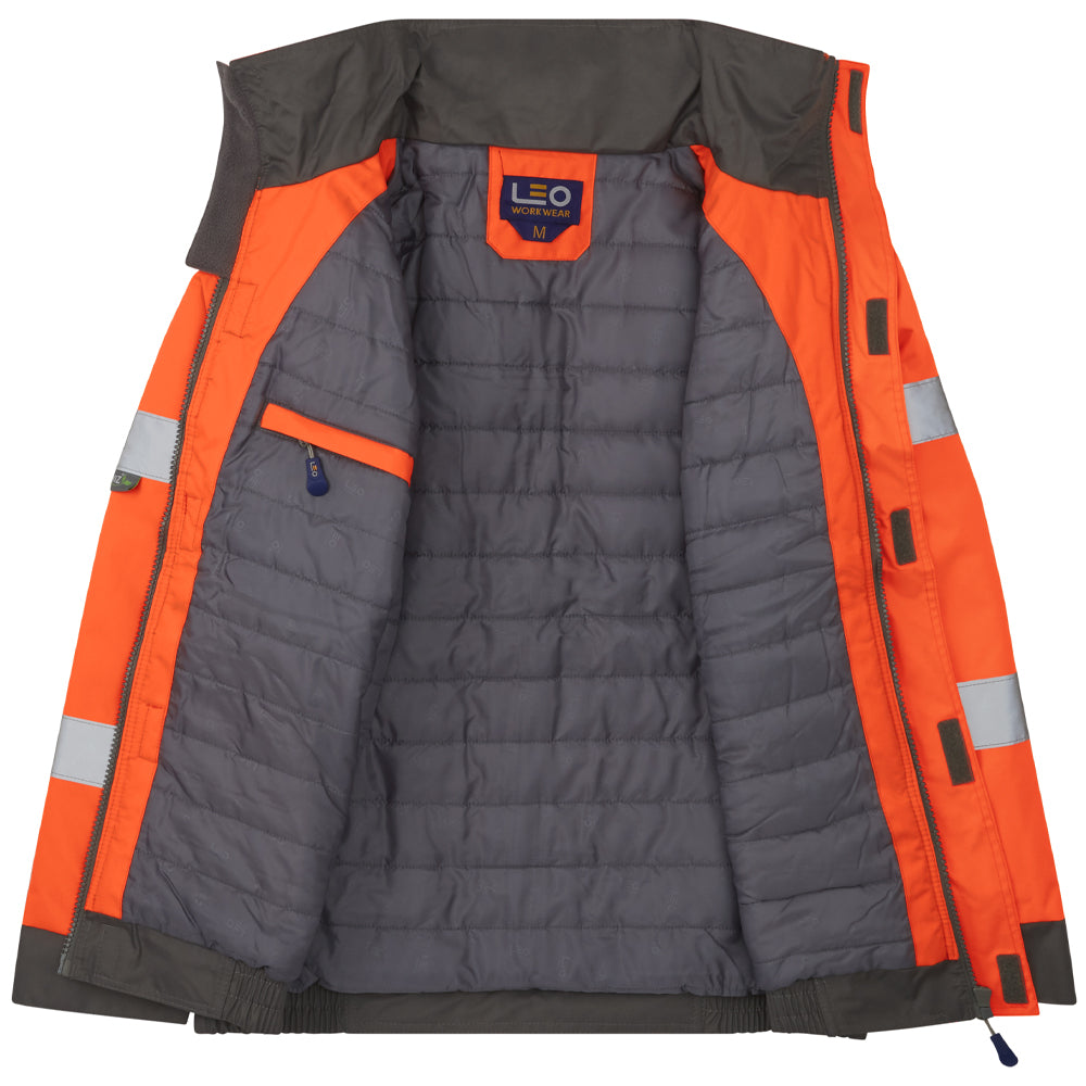 LEO - CHIVENOR - ORANGE -  ISO 20471 CLASS 3 HI VIZ WATERPROOF BOMBER JACKET