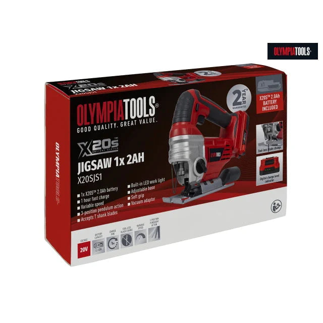 Olympia Tools X20SJS1 X20s Jigsaw 20V with 1 x 2Ah Battery