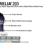 AURELIA -203 - HIGH PERFORMANCE NYLON SPANDEX NITRILE  FOAM COATED WORK SAFETY GLOVE