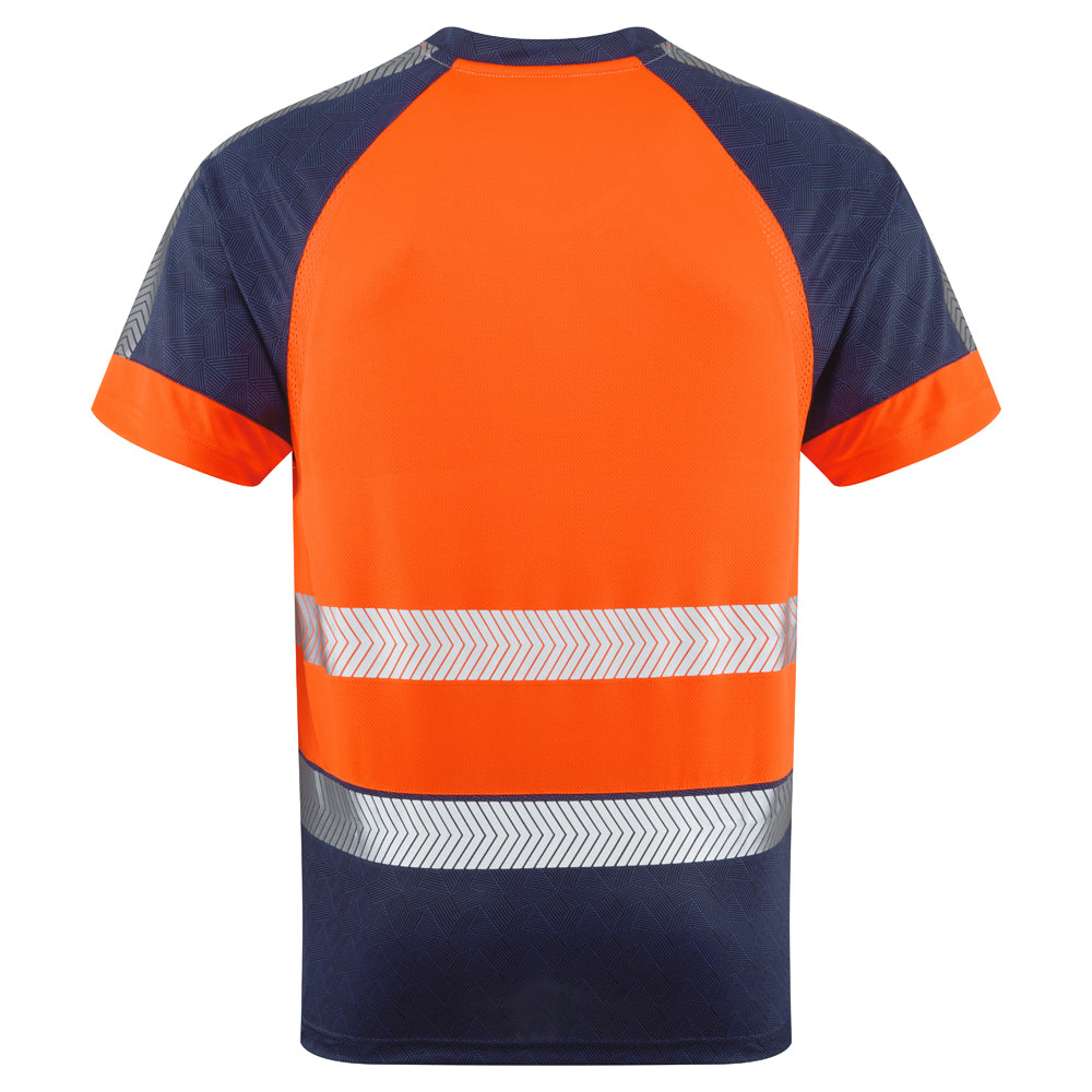 LEO T16 - ORANGE  NAVY - FORDA - ECO HI VIZ HIGH PROFORMANCE T- SHIRT