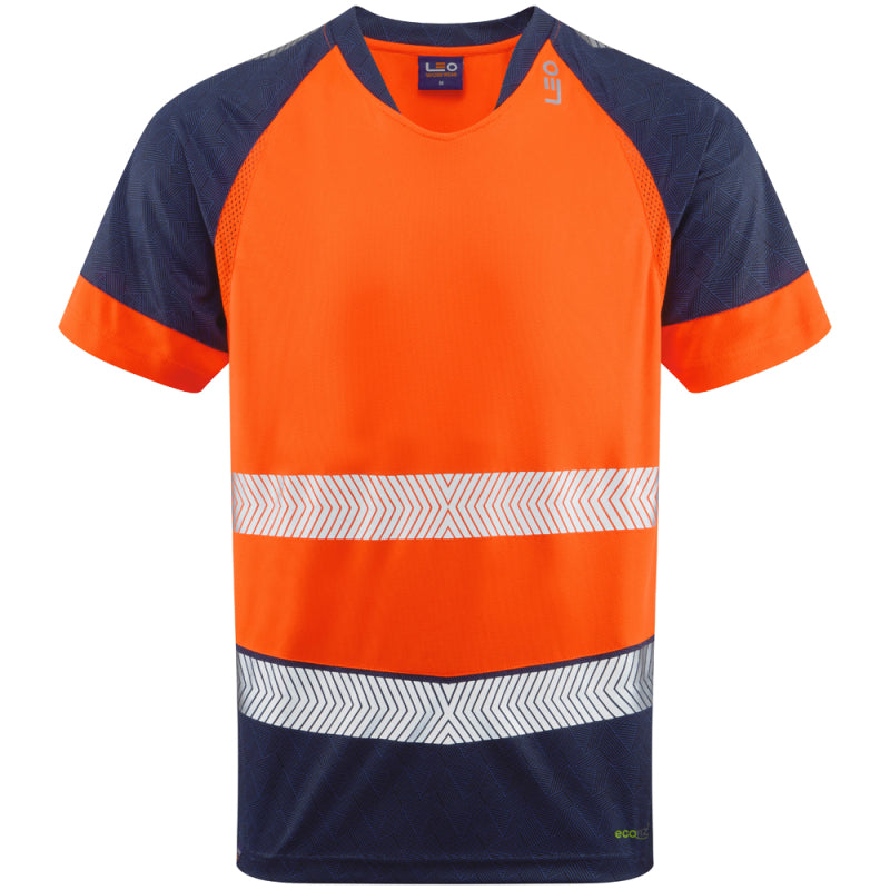 LEO T16 - ORANGE  NAVY - FORDA - ECO HI VIZ HIGH PROFORMANCE T- SHIRT