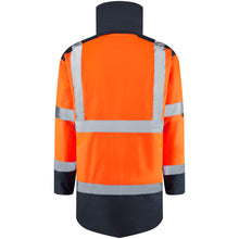 Load image into Gallery viewer, LEO - TAWSTOCK - ORANGE NAVY - HI VIZ ISO 20471 CLASS 3 WATERPROOF PARKA JACKET

