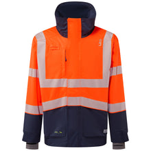 Load image into Gallery viewer, LEO DARTMOOR ORANGE NAVY ECO 10K PERFORMANCE INDUSTRIAL WATERPROOF HI VIZ JACKET
