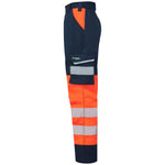 LEO - WINSWELL- ORANGE NAVY -ECO-  WOMEN'S - HI VIZ STRETCH CARGO WORK TROUSERS CL05