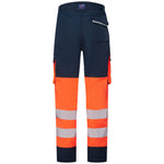 LEO - WINSWELL- ORANGE NAVY -ECO-  WOMEN'S - HI VIZ STRETCH CARGO WORK TROUSERS CL05