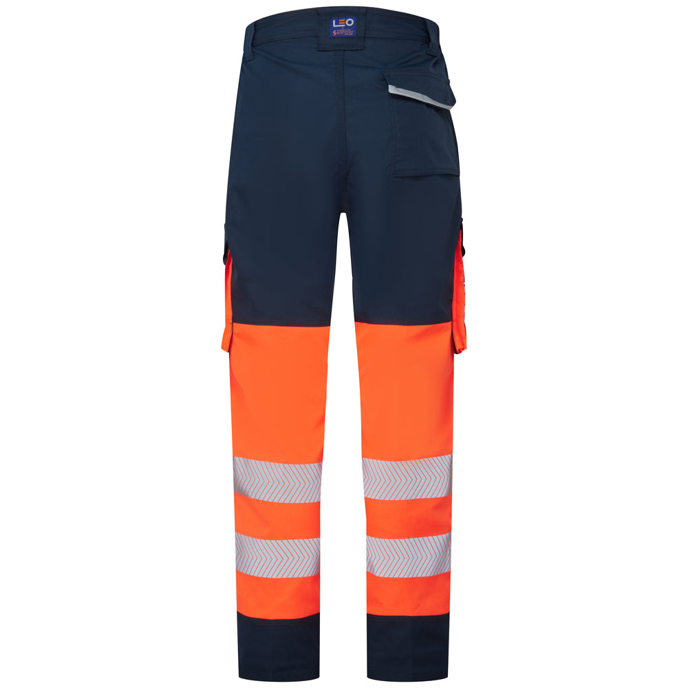 LEO - WINSWELL- ORANGE NAVY -ECO-  WOMEN'S - HI VIZ STRETCH CARGO WORK TROUSERS CL05