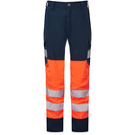 LEO - WINSWELL- ORANGE NAVY -ECO-  WOMEN'S - HI VIZ STRETCH CARGO WORK TROUSERS CL05