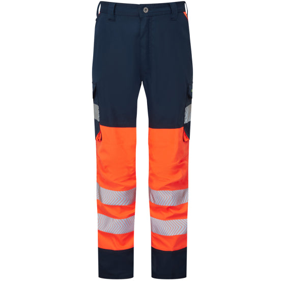 LEO - WINSWELL- ORANGE NAVY -ECO-  WOMEN'S - HI VIZ STRETCH CARGO WORK TROUSERS CL05