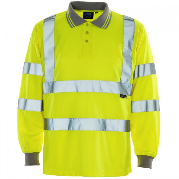 SUPERTOUCH HI VIZE LONG SLEEVE YELLOW POLO TOP